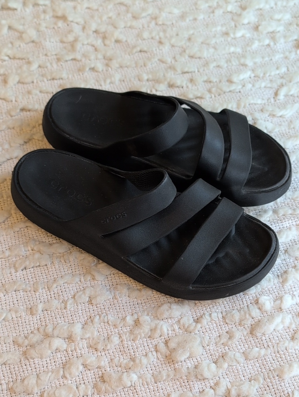 Crocs Getaway Black Dual-Strap Slide Sandals Women's 9 Slip On Beach Pool Casual
